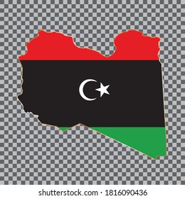 vector flag map of Libya with gold frame isolated on white background