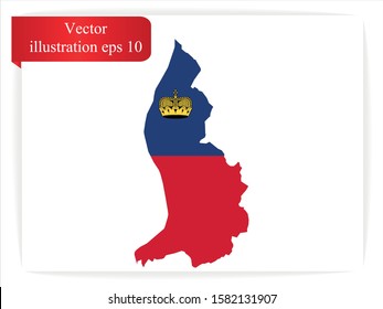 Vector flag and map of Liechtenstein.