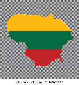 vector flag map of Lithuania with gold frame isolated on white background
