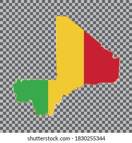 vector flag map of Mali with gold frame isolated on white background