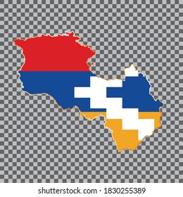 mapa de la bandera vectorial de Nagorno-Karabaj con marco dorado aislado en fondo blanco