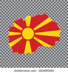 mapa de la bandera vector del norte de Macedonia con marco dorado aislado en fondo blanco