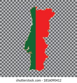 vector flag map of Portugal with gold frame isolated on white background