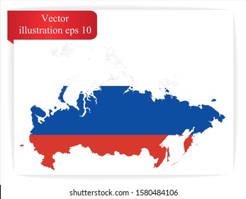 Vector flag and map of Russia.
