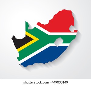 Vector flag map of South Africa with cast shadow effect