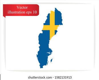 Vector flag and map of Sweden.