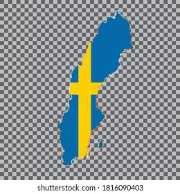 mapa de bandera vectorial de Suecia con marco dorado aislado en fondo blanco