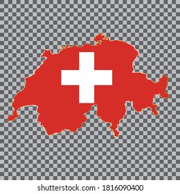 vector flag map of Switzerland with gold frame isolated on white background