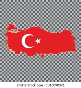 mapa de bandera vectorial de Turquía con marco dorado aislado en fondo blanco