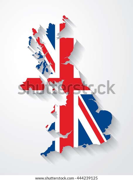 Vector Flag Map Uk United Kingdom Stock Vector (Royalty Free) 444239125