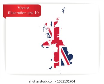 Vector flag and map of United Kingdom.