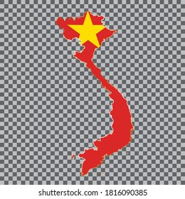 vector flag map of Vietnam with gold frame isolated on white background