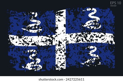 Vector flag of Martinique. Vector illustration with cracks and abrasions.
