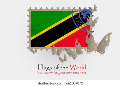 vector flag measurements with butterflies from paper of Saint Kitts and Nevis