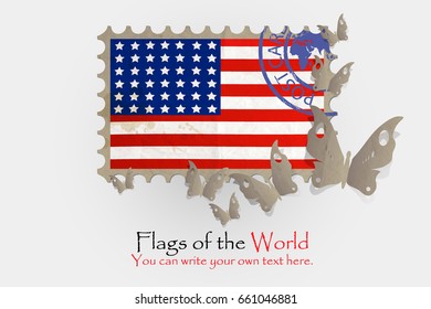 vector flag measurements with butterflies from paper of United States of America