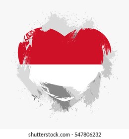 Vector flag of Monaco isolated on the frayed, scratched heart