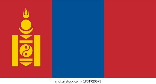 Vector flag of Mongolia. Accurate dimensions and official colors. Symbol of patriotism and freedom. This file is suitable for digital editing and printing of any size.