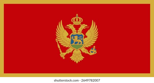 Bandeira vetorial de Montenegro, um país dos Balcãs na Europa. Dimensões precisas e cores oficiais. Este arquivo é adequado para edição e impressão digital de qualquer tamanho.