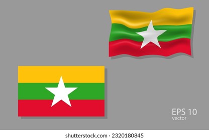 Vector flag of Myanmar, illustration.