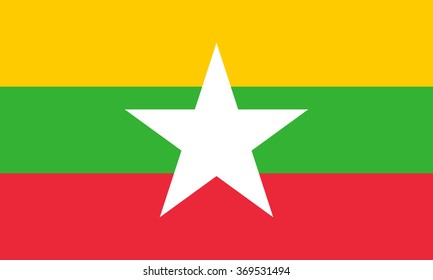 Vector flag of Myanmar. National symbol of Myanmar.