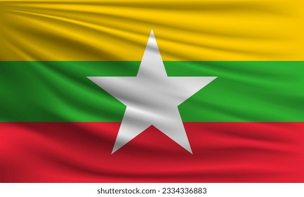 Indicador vectorial de Myanmar ondeando la ilustración de fondo estilo closeup.