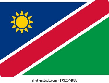 Vector flag of Namibia. Accurate dimensions and official colors. Symbol of patriotism and freedom. This file is suitable for digital editing and printing of any size.