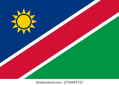 Bandera de Vector de Namibia, un país del sur de África. Dimensiones precisas y colores oficiales. Este archivo es adecuado para la edición digital y la impresión de cualquier tamaño.