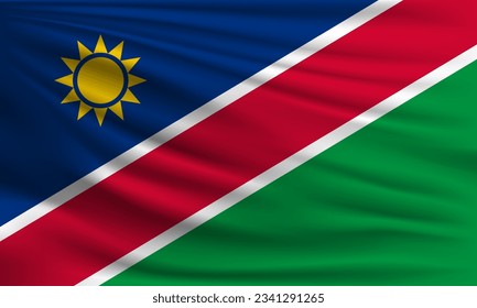 Vector flag of Namibia waving closeup style background illustration.