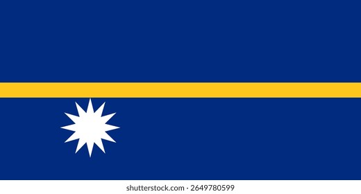 Bandeira vetorial de Nauru, um país em Ocenania. Dimensões precisas e cores oficiais. Este arquivo é adequado para edição e impressão digital de qualquer tamanho.