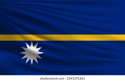 Vector flag of Nauru waving closeup style background illustration.