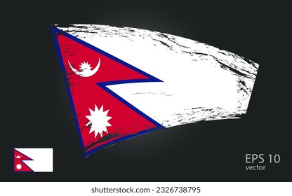 Bandera vector de Nepal, ilustración.
... Vista de trazo de trazo de pincel
