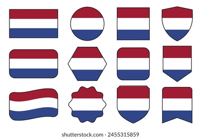 Vector Flag of Netherland in modern abstract shapes, waving, badge, design template