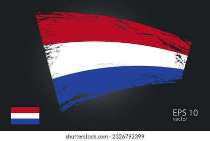 Bandera vectorial de los Países Bajos, ilustración. Vista de trazo de trazo de pincel con indicador vectorial plano.
