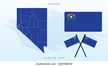 Vector flag of Nevada, Nevada map, illustration flag size vector of Nevada.