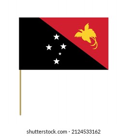 Vector flag of New Guinea on a stick. Design element. Signs and symbols. Flags.