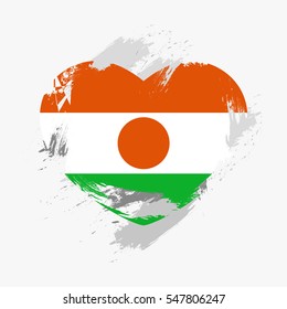 Vector flag of Niger isolated on the frayed, scratched heart