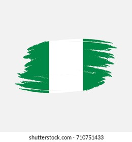 Vector flag of Nigeria. Vector illustration for Nigerian National Day. Nigerianflag in trendy grunge style. Design template for poster, banner, flayer, web greeting, invitation card, web.