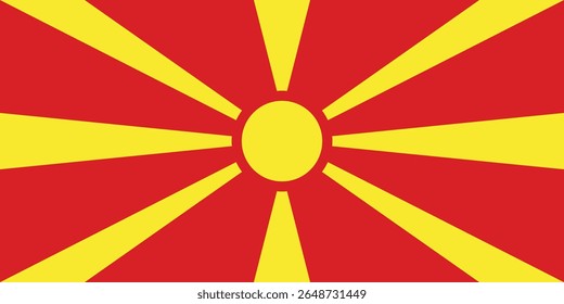 Bandeira vetorial da Macedônia do Norte, um país da Europa. Dimensões precisas e cores oficiais. Este arquivo é adequado para edição e impressão digital de qualquer tamanho.