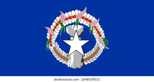Bandeira vetorial das Ilhas Marianas do Norte, uma comunidade americana no Oceano Pacífico. Dimensões precisas e cores oficiais. Este arquivo é adequado para edição e impressão digital de qualquer tamanho.