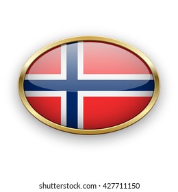 Vector flag of Norway in a golden frame