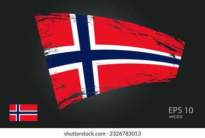 Vector flag of  norway, illustration. Brush paint stroke trail view with flat vector flag.
