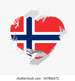 Vector flag of Norway isolated on the frayed, scratched heart