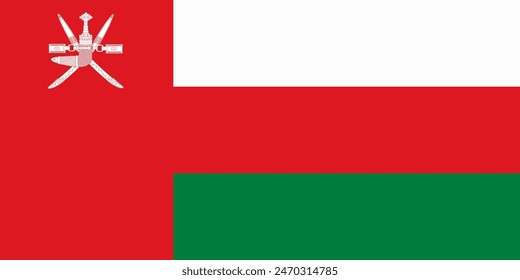 Vector flag of Oman. Accurate dimensions and official colors. Symbol of patriotism and freedom. This file is suitable for digital editing and printing of any size.