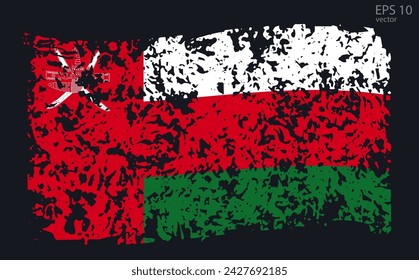 Vector flag of Oman. Vector illustration with cracks and abrasions.

