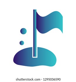  Vector flag on moon icon
