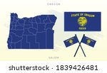 Vector flag of Oregon, Oregon map, illustration