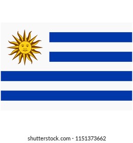 Vector flag Oriental Republic of Uruguay.  National Uruguay flag button