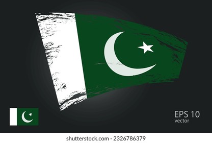 Vector flag of   pakistan, illustration. Brush paint stroke trail view with flat vector flag.
