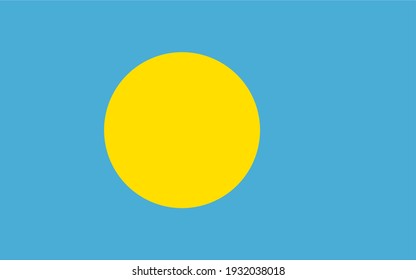 Vector flag of Palau. Accurate dimensions and official colors. Symbol of patriotism and freedom. This file is suitable for digital editing and printing of any size.