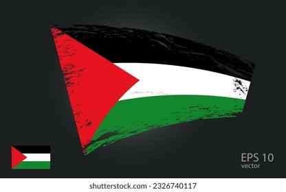 Vector flag of Palestine, illustration.
. Brush paint stroke trail view.
